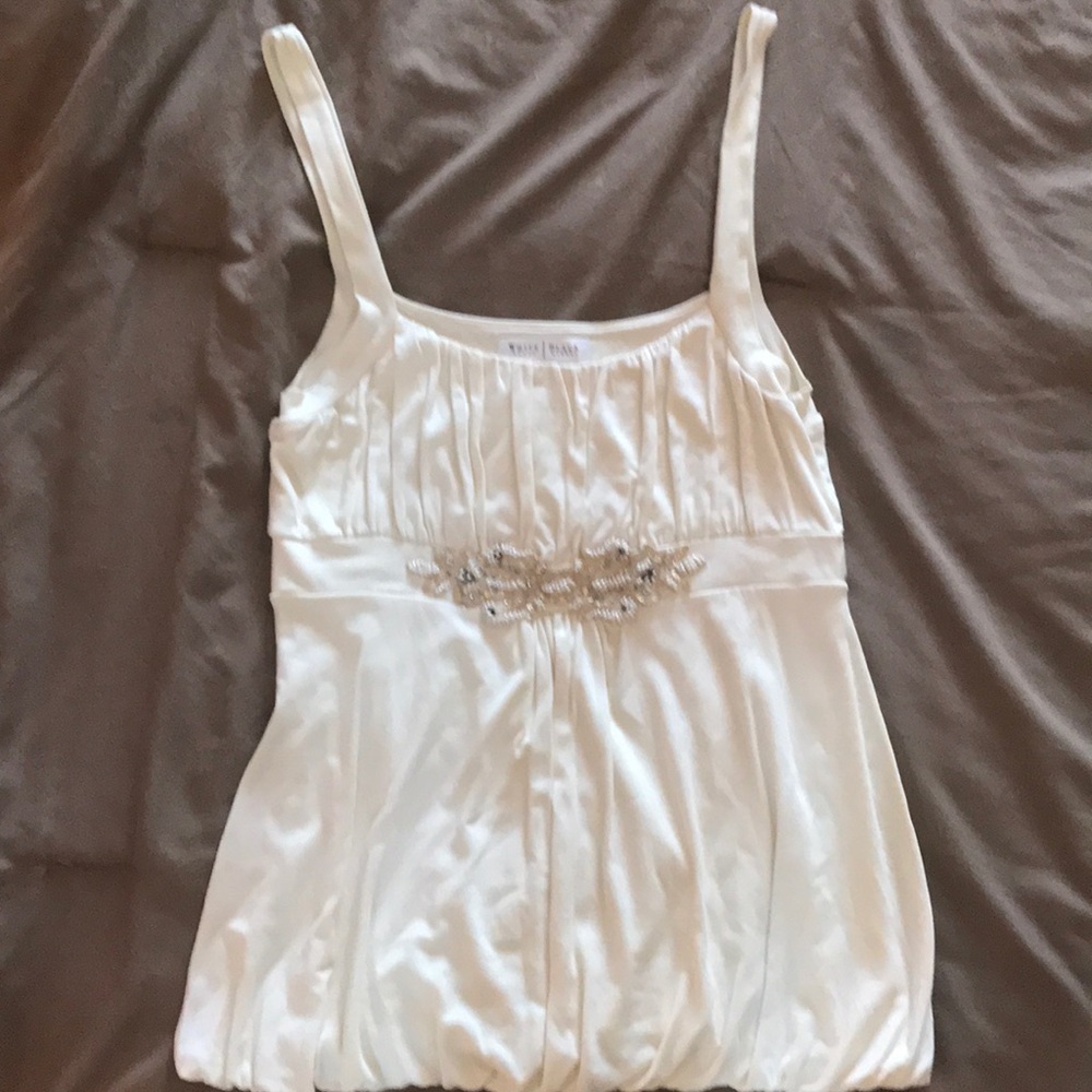 Cream tank with beading
